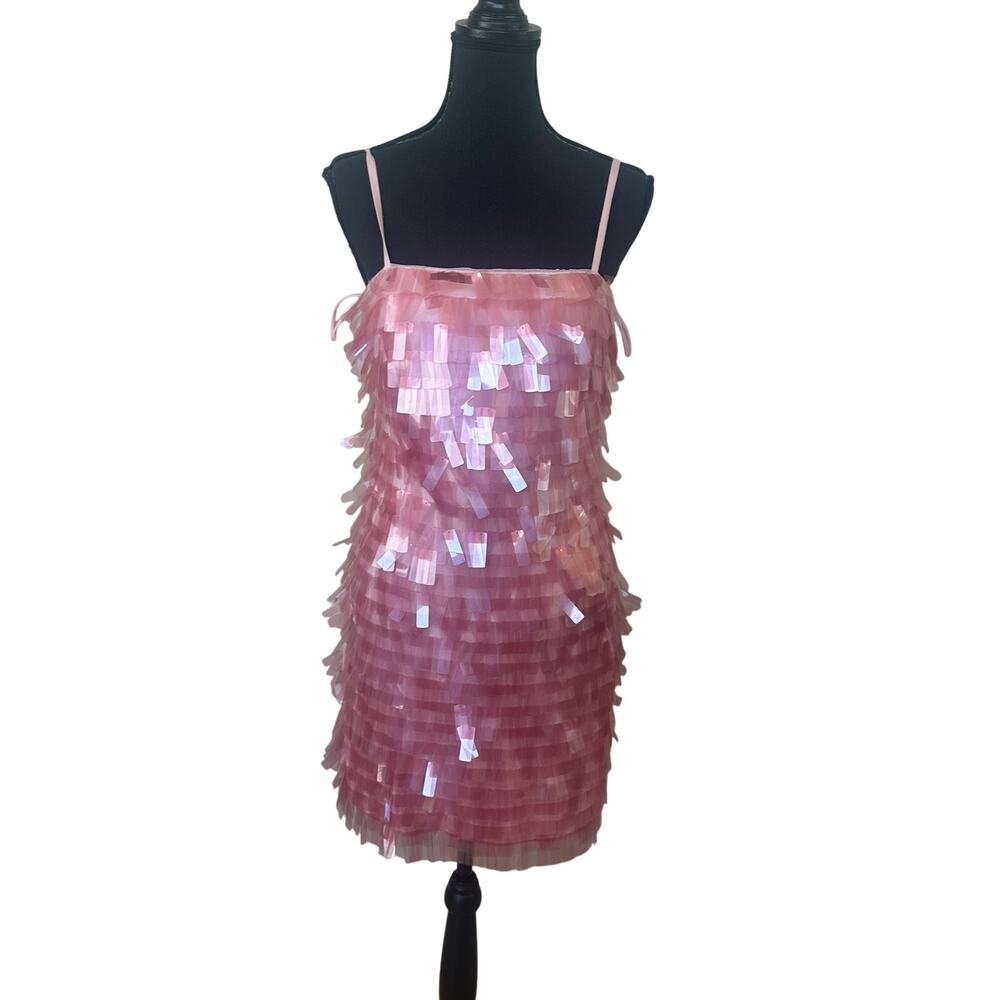 Badgley Mischka Pink Sequin Mini Slip Dress SIZE 8 Cocktail Party Designer $500 - Picture 11 of 15